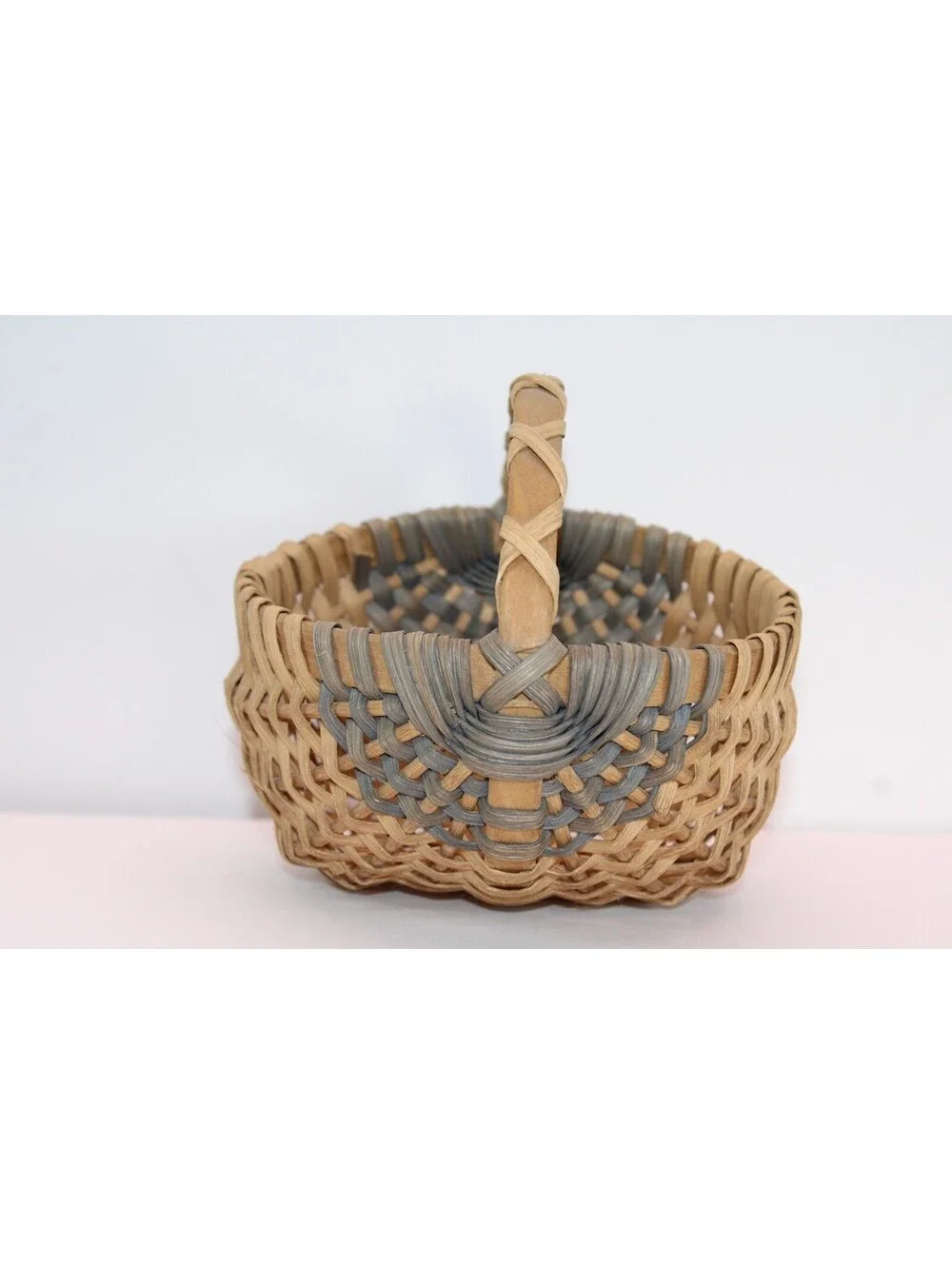 Vtg Hand Woven by Alvin Wood (1923-2005) Natural Small Berry Basket 5.5